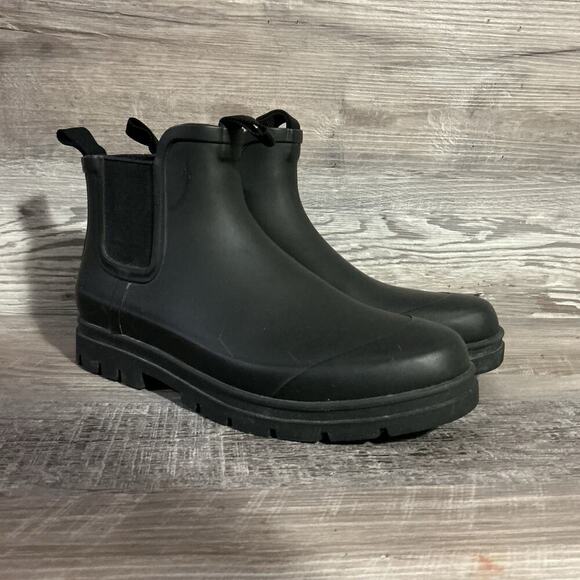 Everlane Black Chelsea Matte Rain Boots Women’s Size 11 Waterproof Ankle PVC - Picture 2 of 10